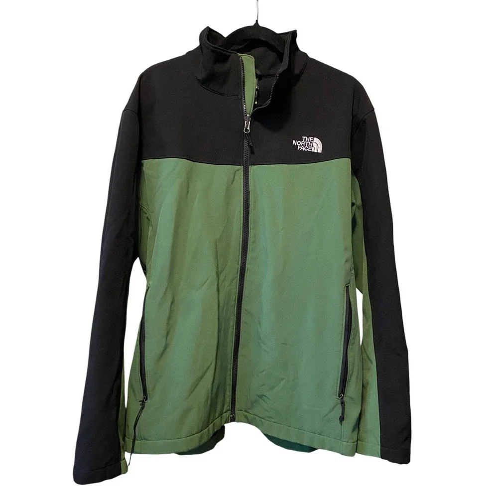 The North Face Apex Bionic Mens Softshell Jacket Green Black‎ Full Zip Windproof